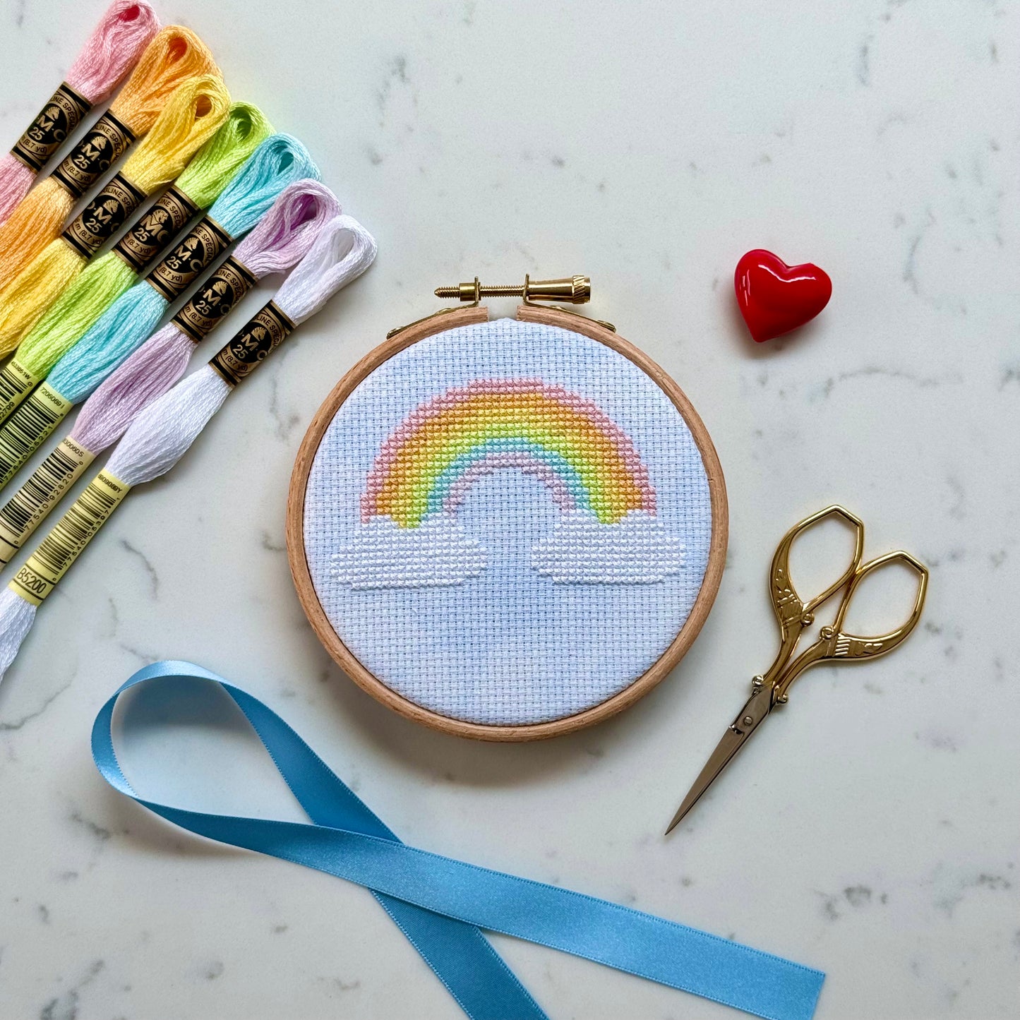 Over the Rainbow Blue Sky Cross Stitch Pattern – PDF Download