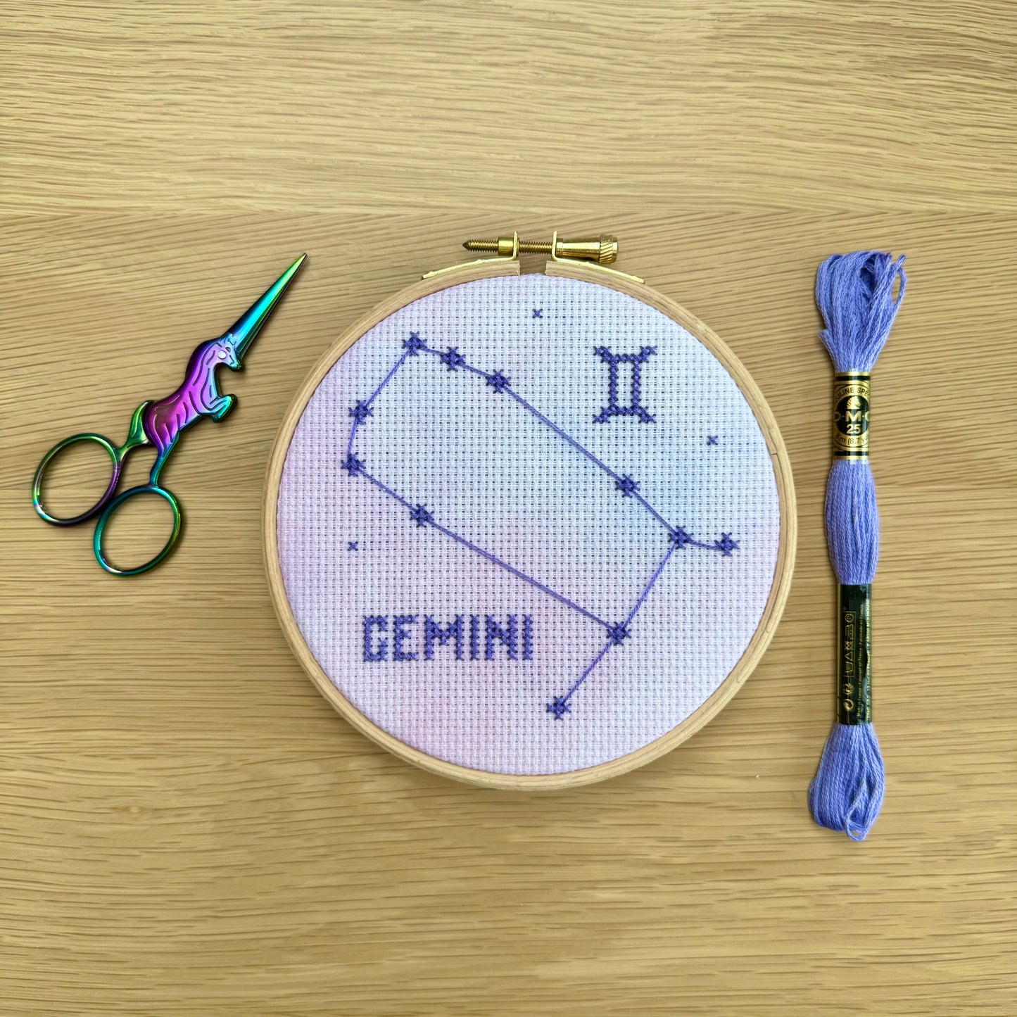 Gemini Constellation Galaxy Cross Stitch Pattern – PDF Download