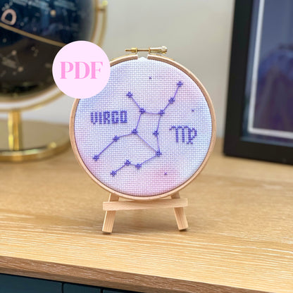 Virgo Constellation Galaxy Cross Stitch Pattern – PDF Download