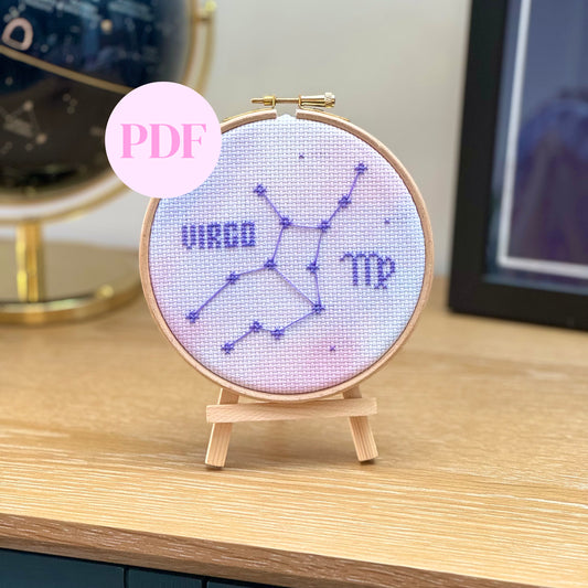 Virgo Constellation Galaxy Cross Stitch Pattern – PDF Download