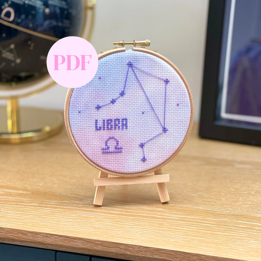 Libra Constellation Galaxy Cross Stitch Pattern – PDF Download