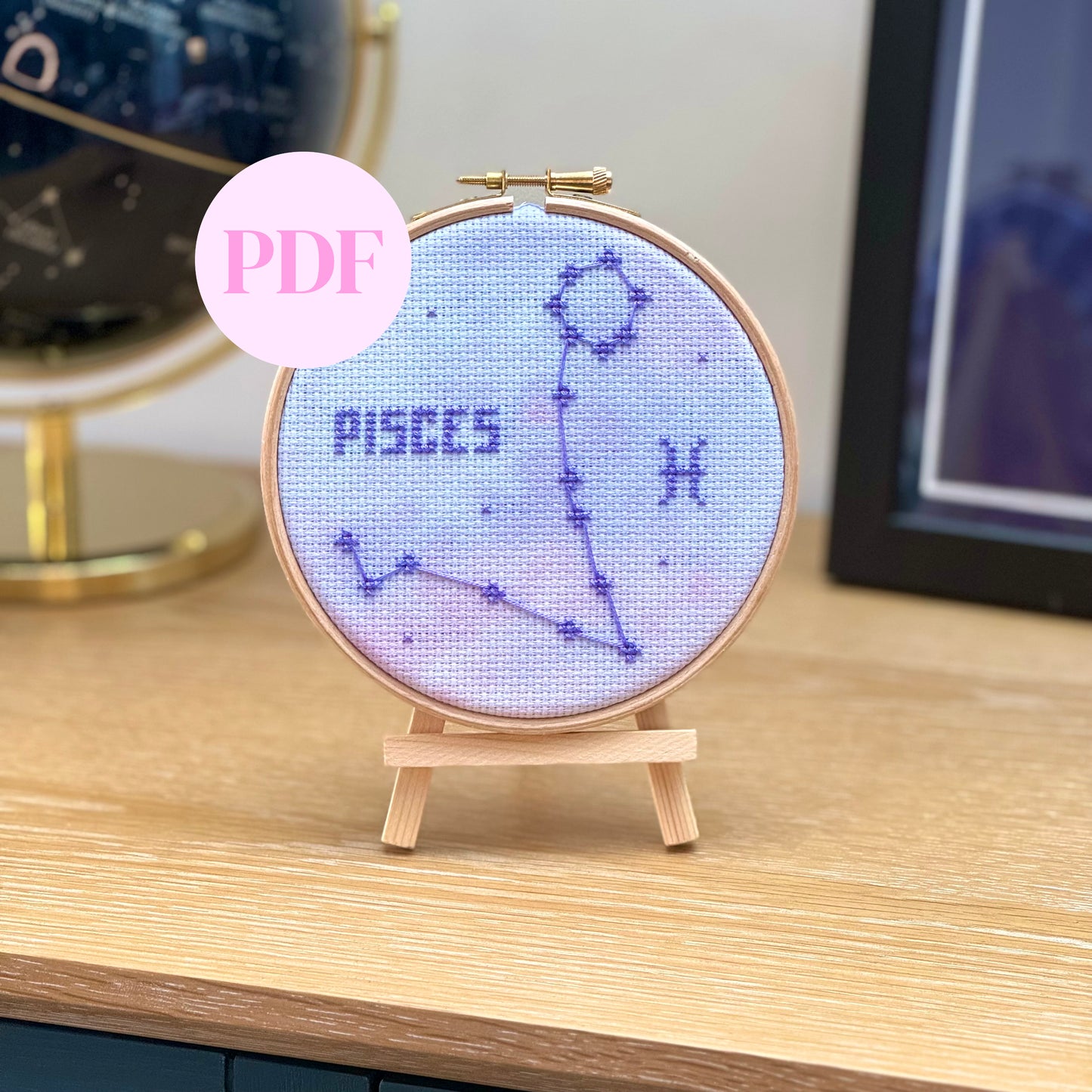 Pisces Constellation Galaxy Cross Stitch Pattern – PDF Download