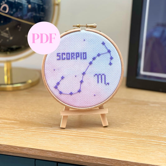 Scorpio Constellation Galaxy Cross Stitch Pattern – PDF Download