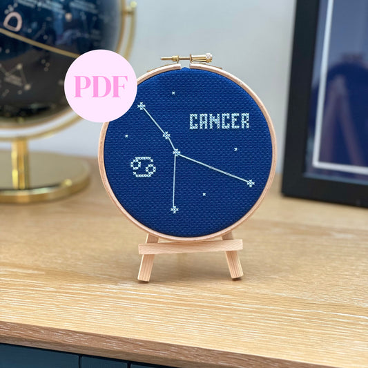 Cancer Constellation Night Sky Cross Stitch Pattern – PDF Download