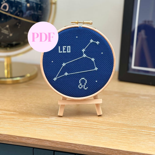 Leo Constellation Night Sky Cross Stitch Pattern – PDF Download