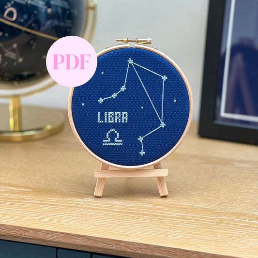Libra Constellation Night Sky Cross Stitch Pattern – PDF Download