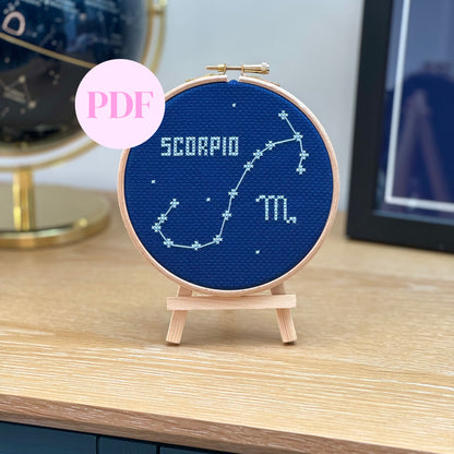 Scorpio Constellation Night Sky Cross Stitch Pattern – PDF Download