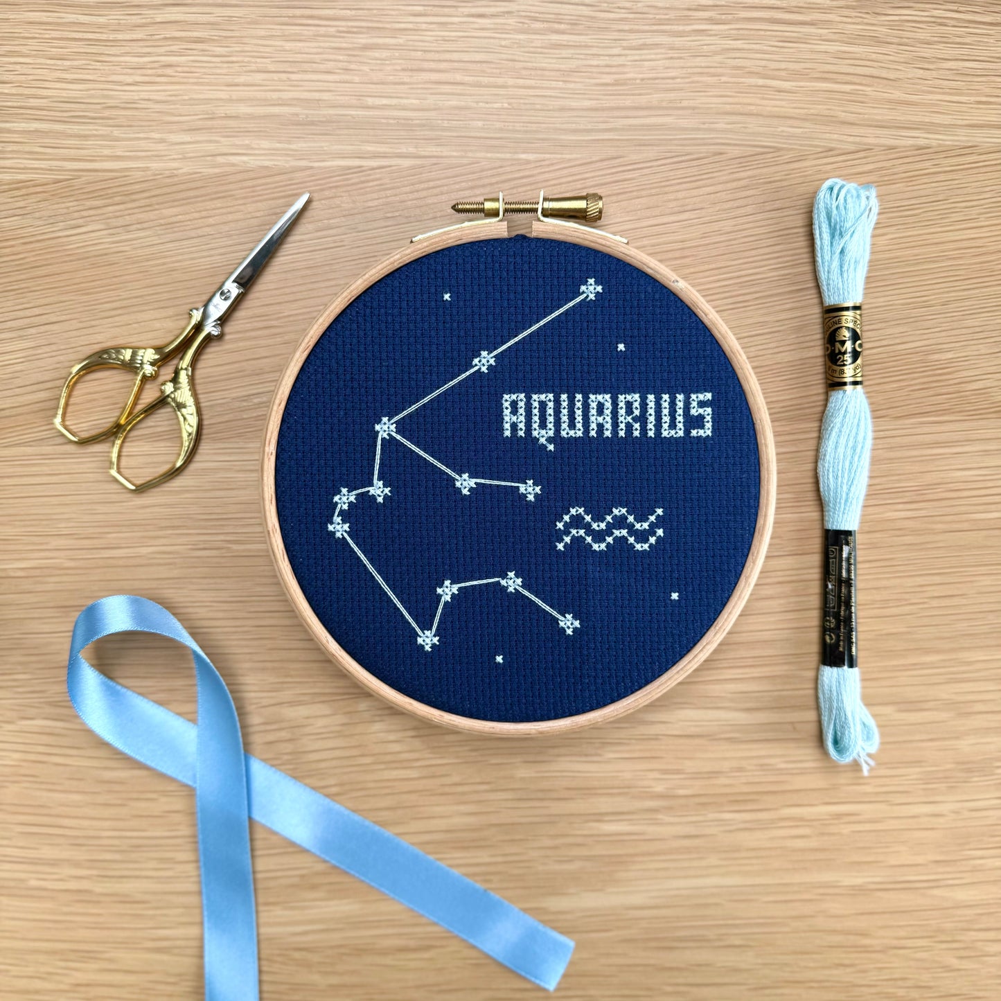 Aquarius Constellation Night Sky Cross Stitch Pattern – PDF Download