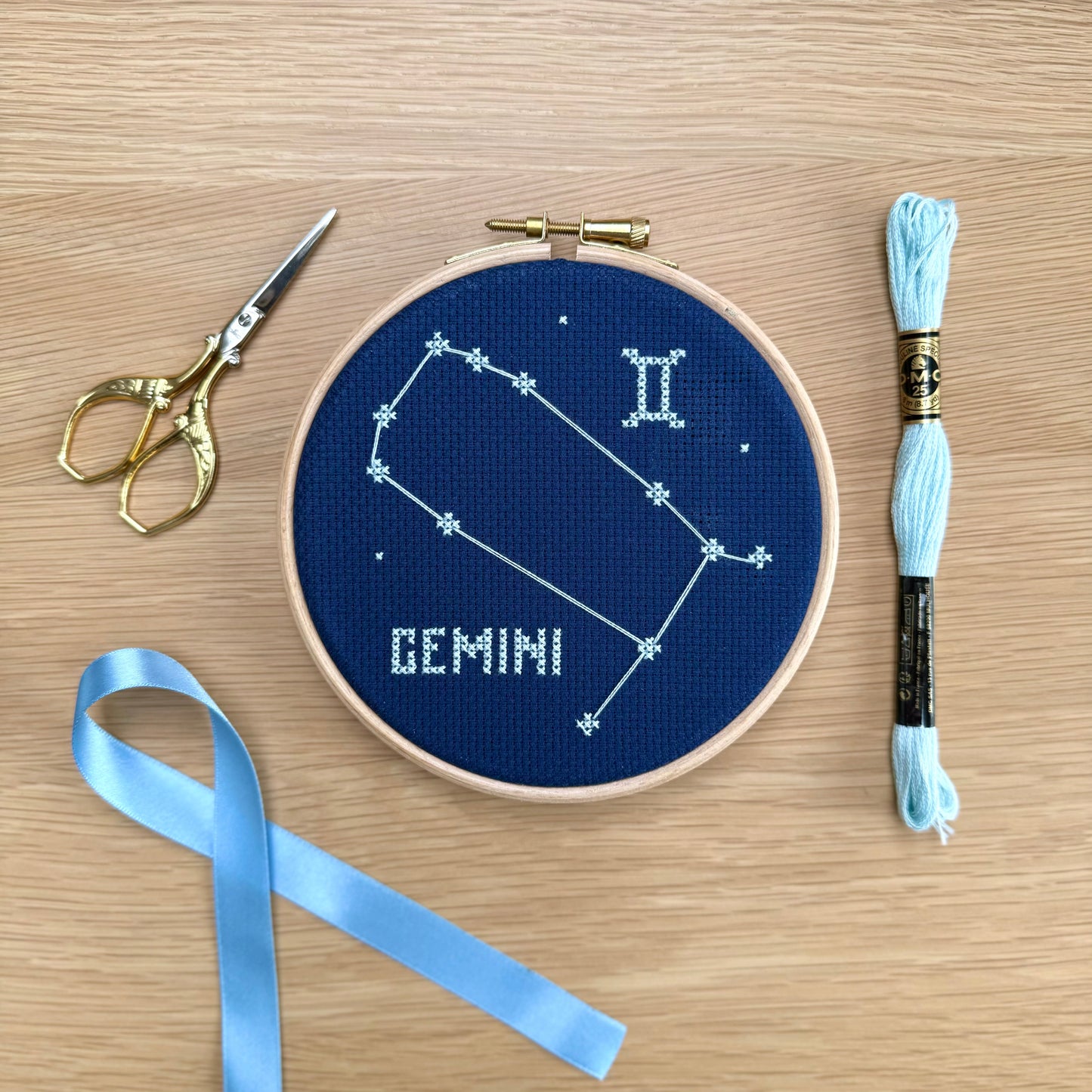 Gemini Constellation Night Sky Cross Stitch Pattern – PDF Download