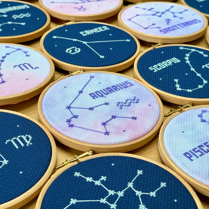 Aquarius Constellation Night Sky Cross Stitch Pattern – PDF Download